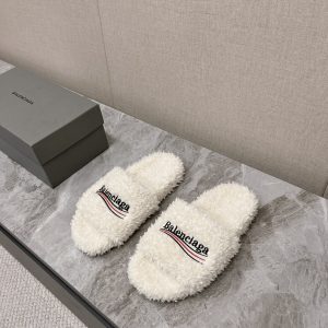 Balenciaga Furry Slide White