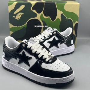 A Bathing Ape Bape Sta Patent Leather Black White