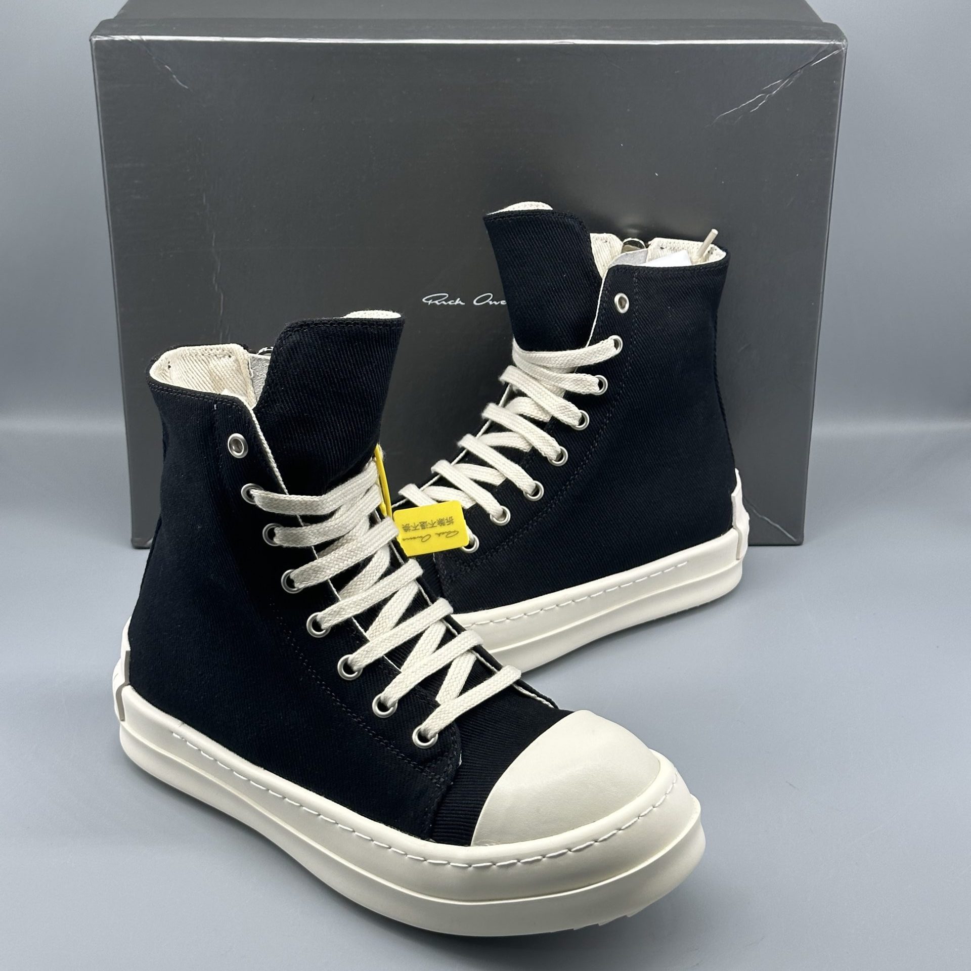 Rick Owens DRKSHDW Strobe Cotton Denim High Black Milk DU02B4800 DQ 911