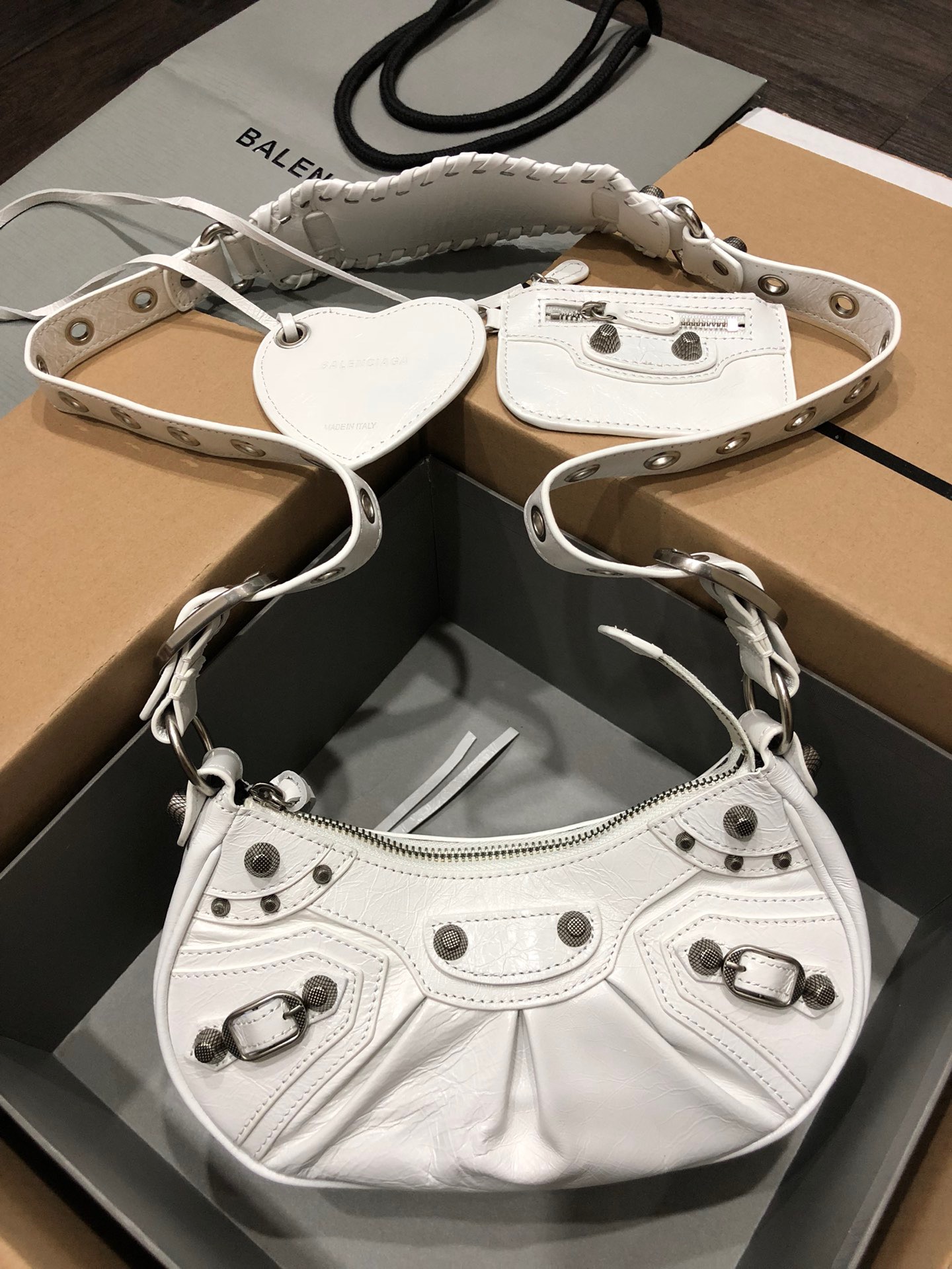 Balenciaga Le Cagole Shoulder Bag XS White