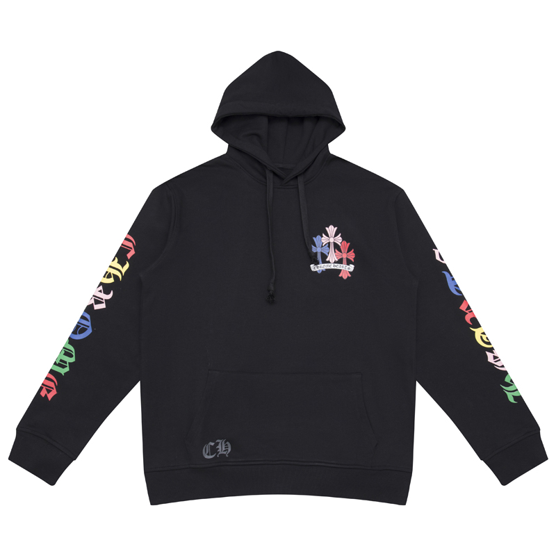 Chrome Hearts Colorful Sanskrit Cross Hooded Sweatshirt Black
