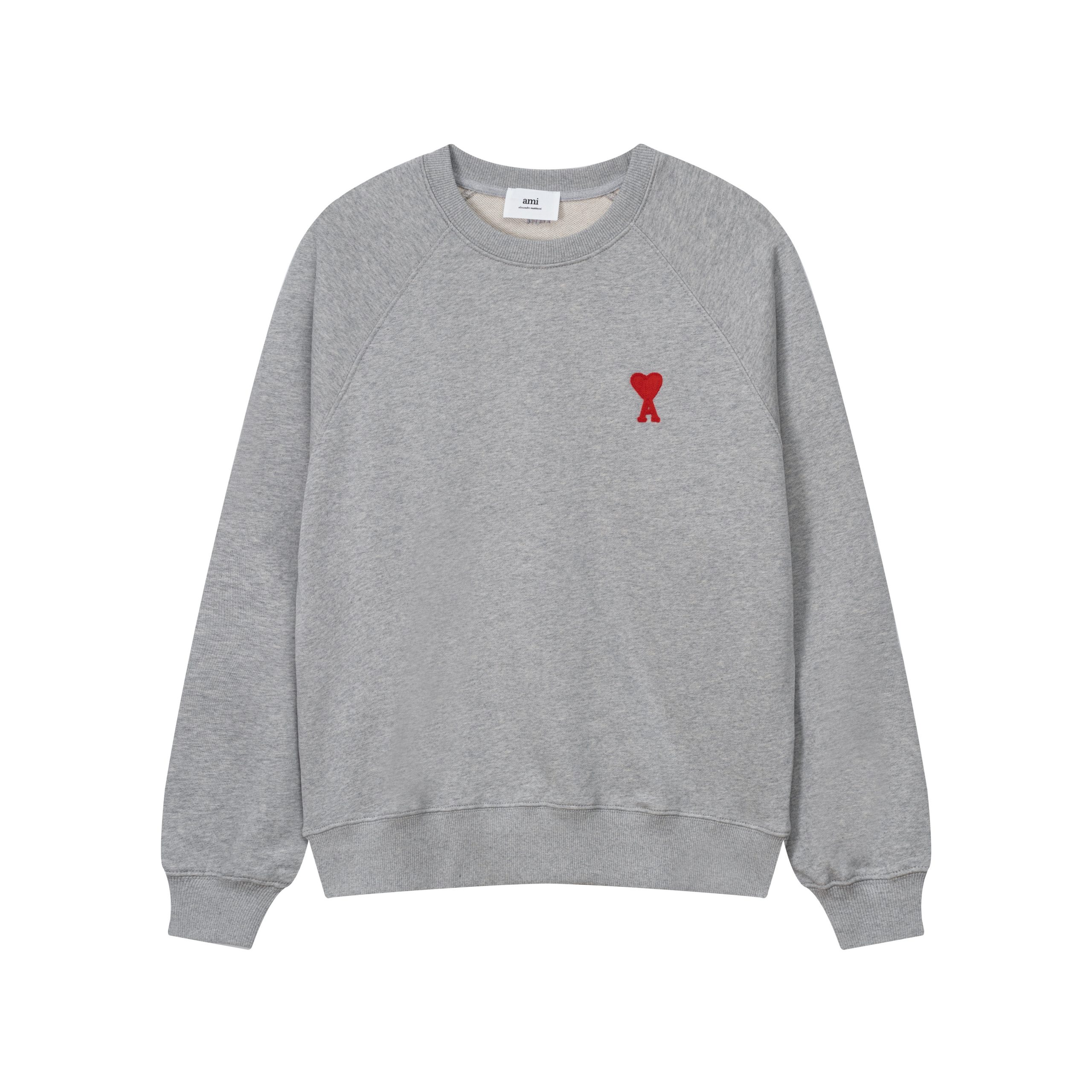 Am1 Paris Mid Heart Embroidered Crew Neck Sweatshirt