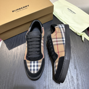 Burberry Vintage Check Cotton and Suede Sneakers Birch Brown Black 80617561