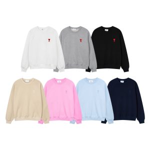 Am1 Paris Mid Heart Embroidered Crew Neck Sweatshirt