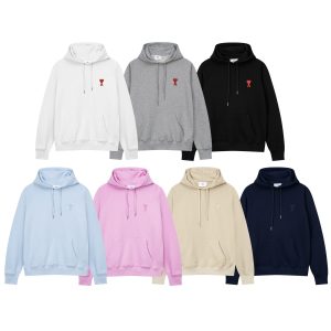 AM1 Paris Mid Loving Heart Embroidered Hooded Sweatshirt