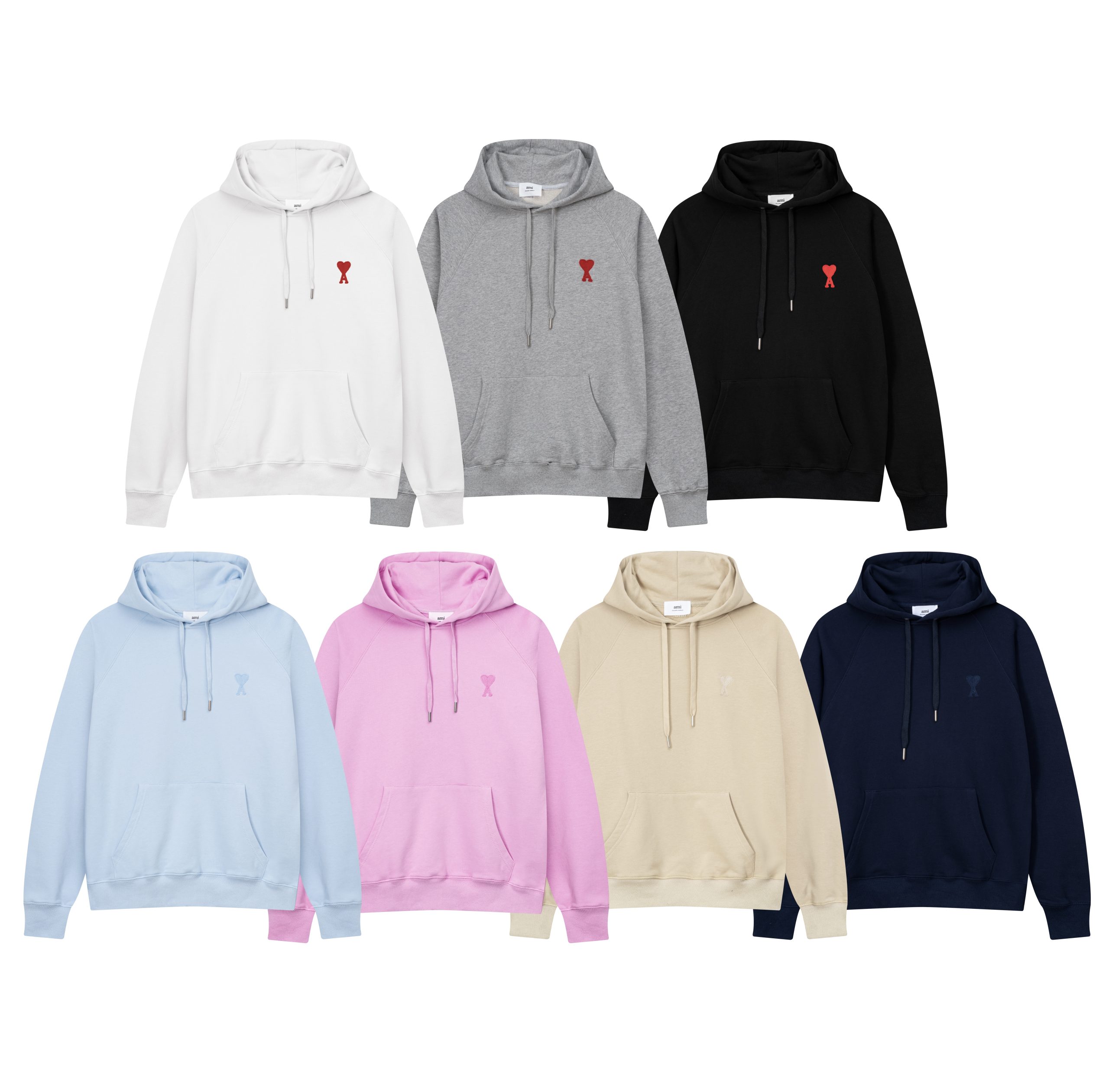 AM1 Paris Mid Loving Heart Embroidered Hooded Sweatshirt