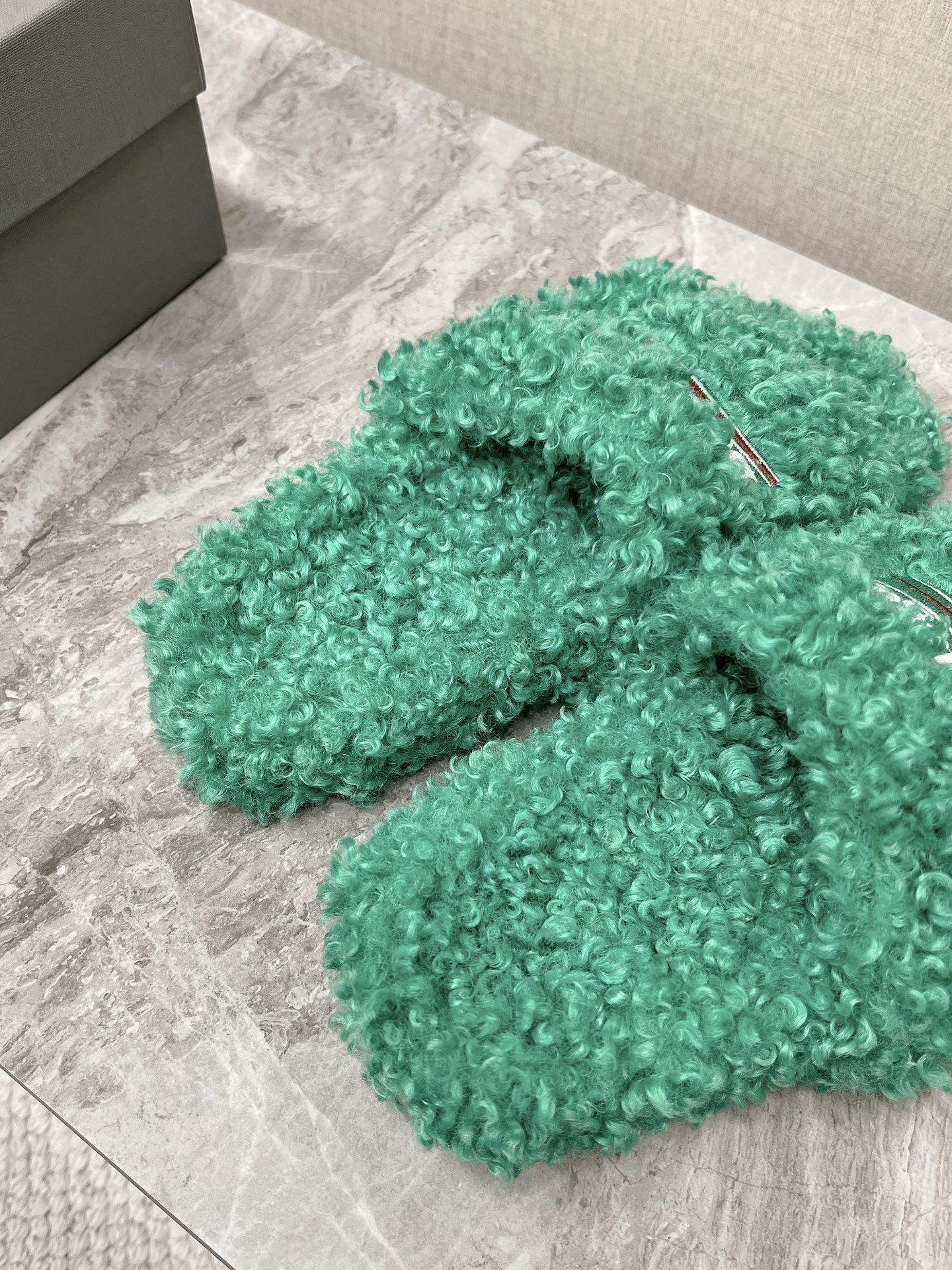 Balenciaga Furry Slide Green