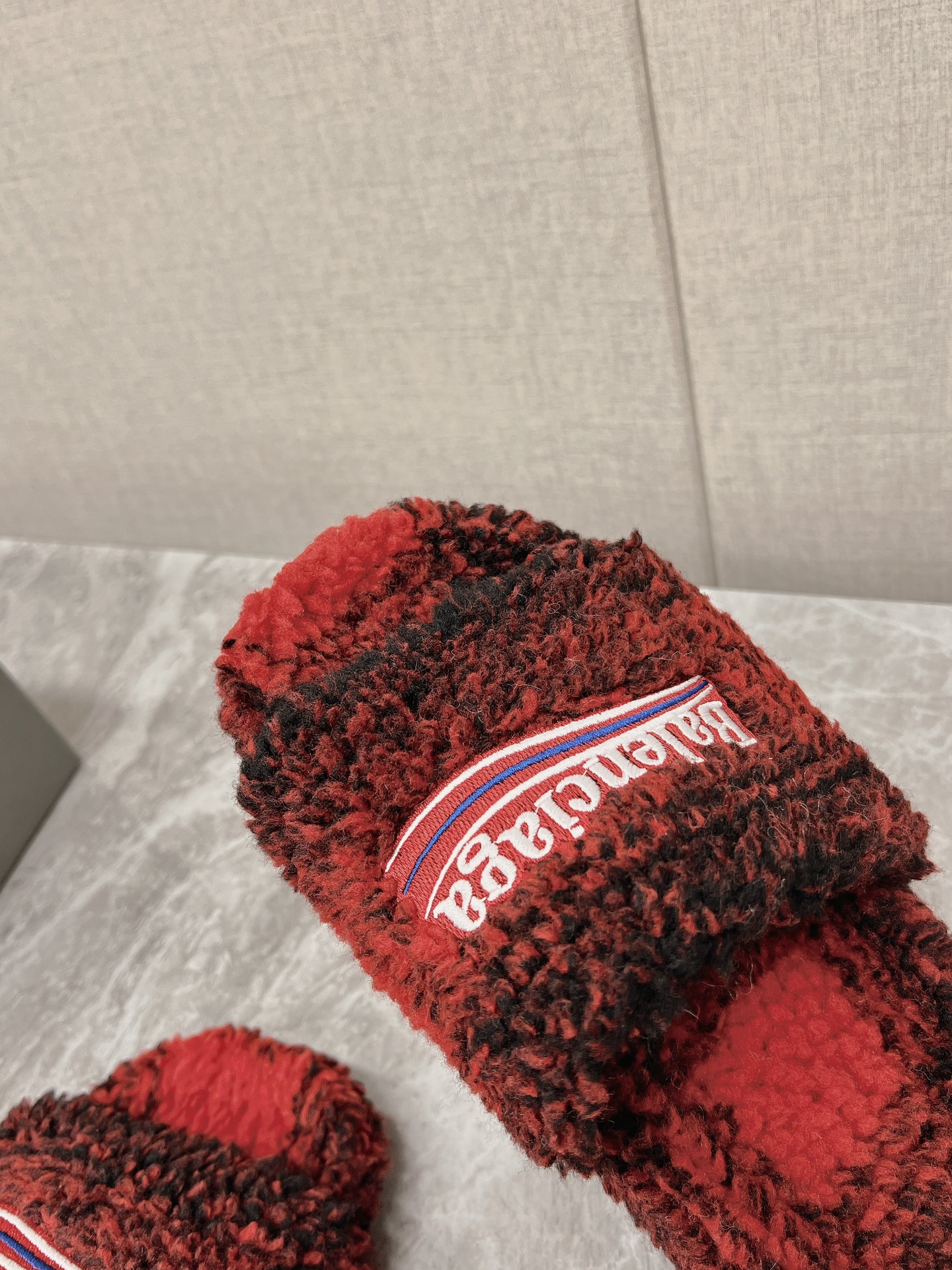 Balenciaga Furry Slide Black Red