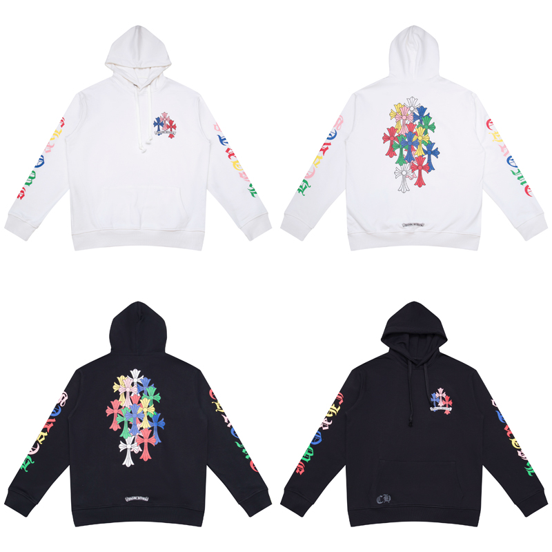 Chrome Hearts Colorful Sanskrit Cross Hooded Sweatshirt Black