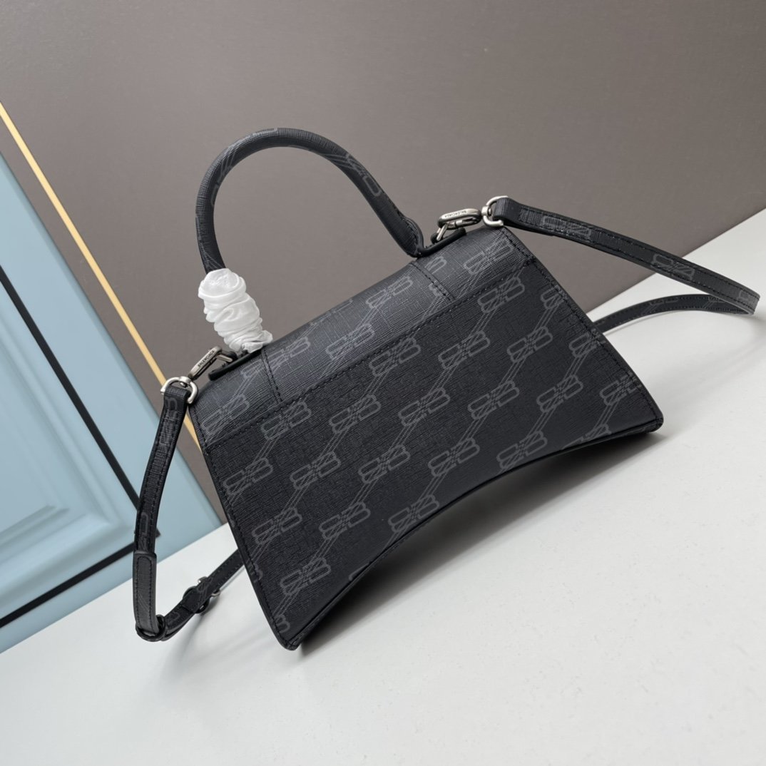 Balenciaga Hourglass Handle Bag Logo Black