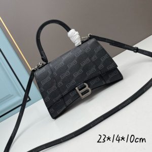 Balenciaga Hourglass Handle Bag Logo Black