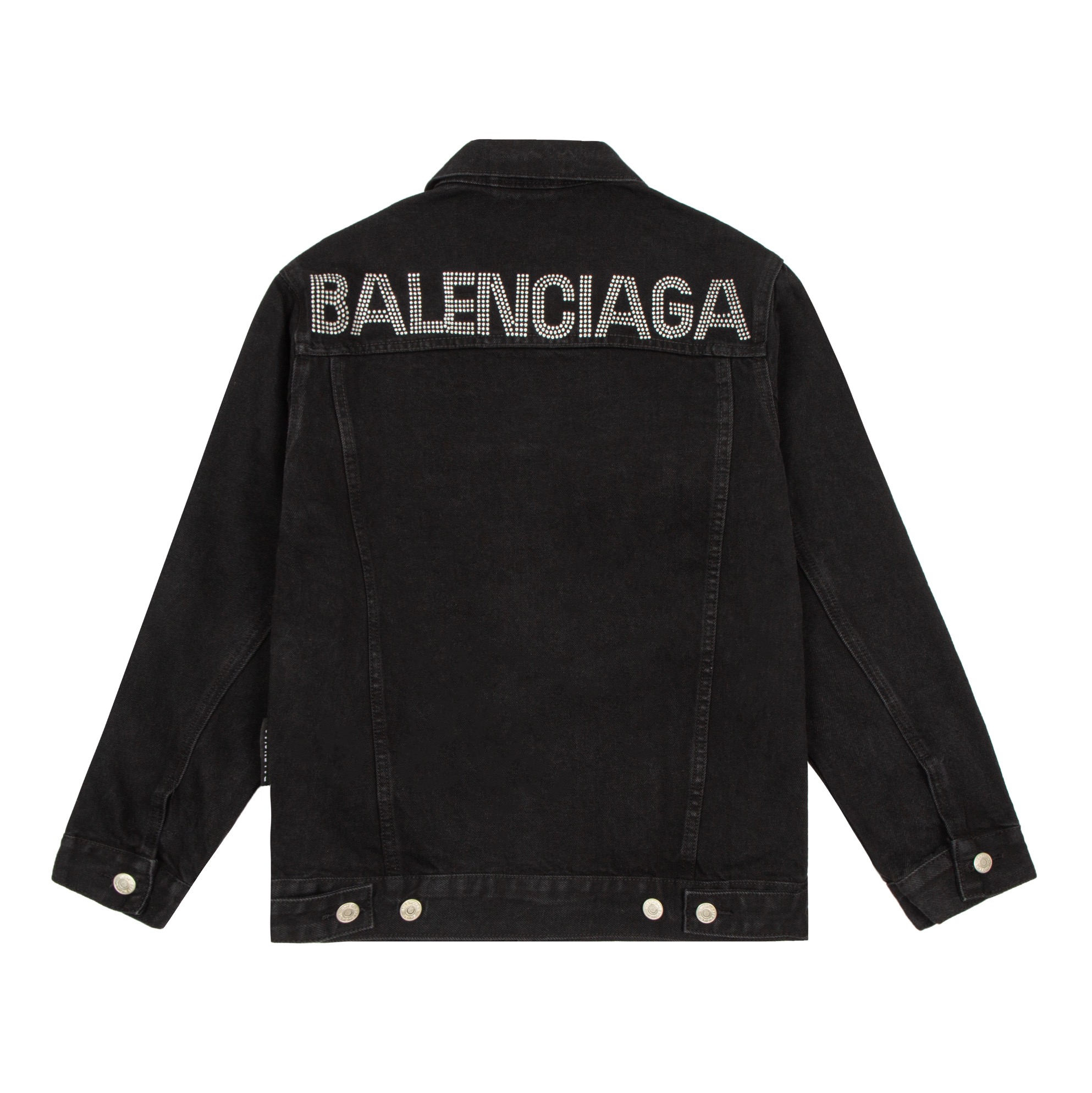 Balenciaga Denim Jacket With Big Logo Rhinestones On The Back
