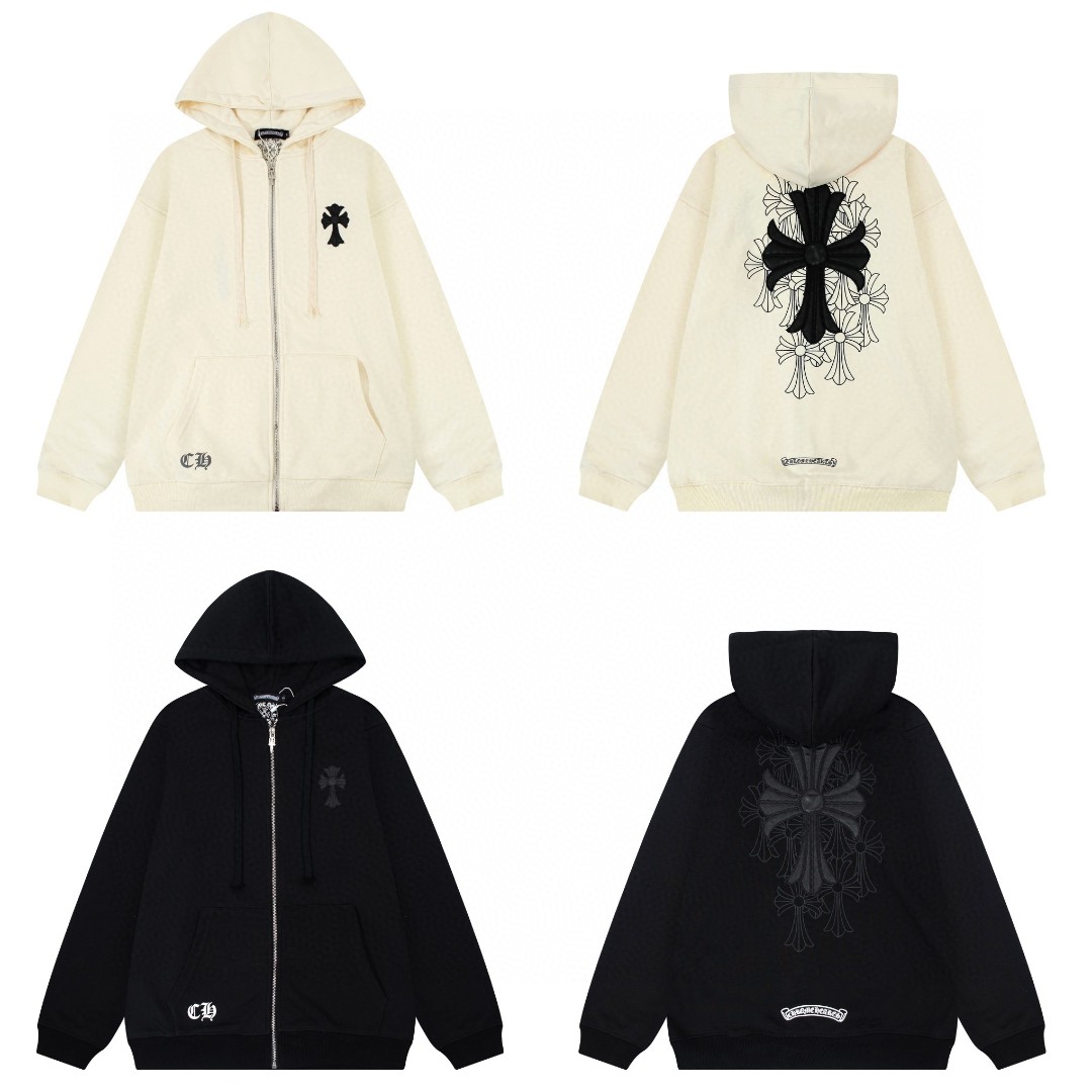 Chrome Hearts Classic Horseshoe Logo Cross Appliquéd Leather Letterman Long Sleeve Jacket Apricot
