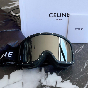 Celine Men's Black Logo Print Snow Mask