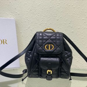 Dior Caro Backpack Black Macrocannage Lambskin Small