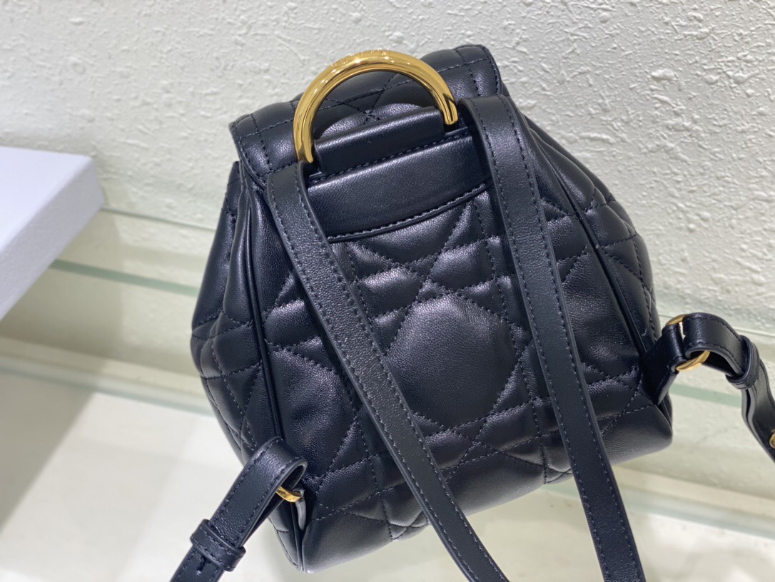 Dior Caro Backpack Black Macrocannage Lambskin Small