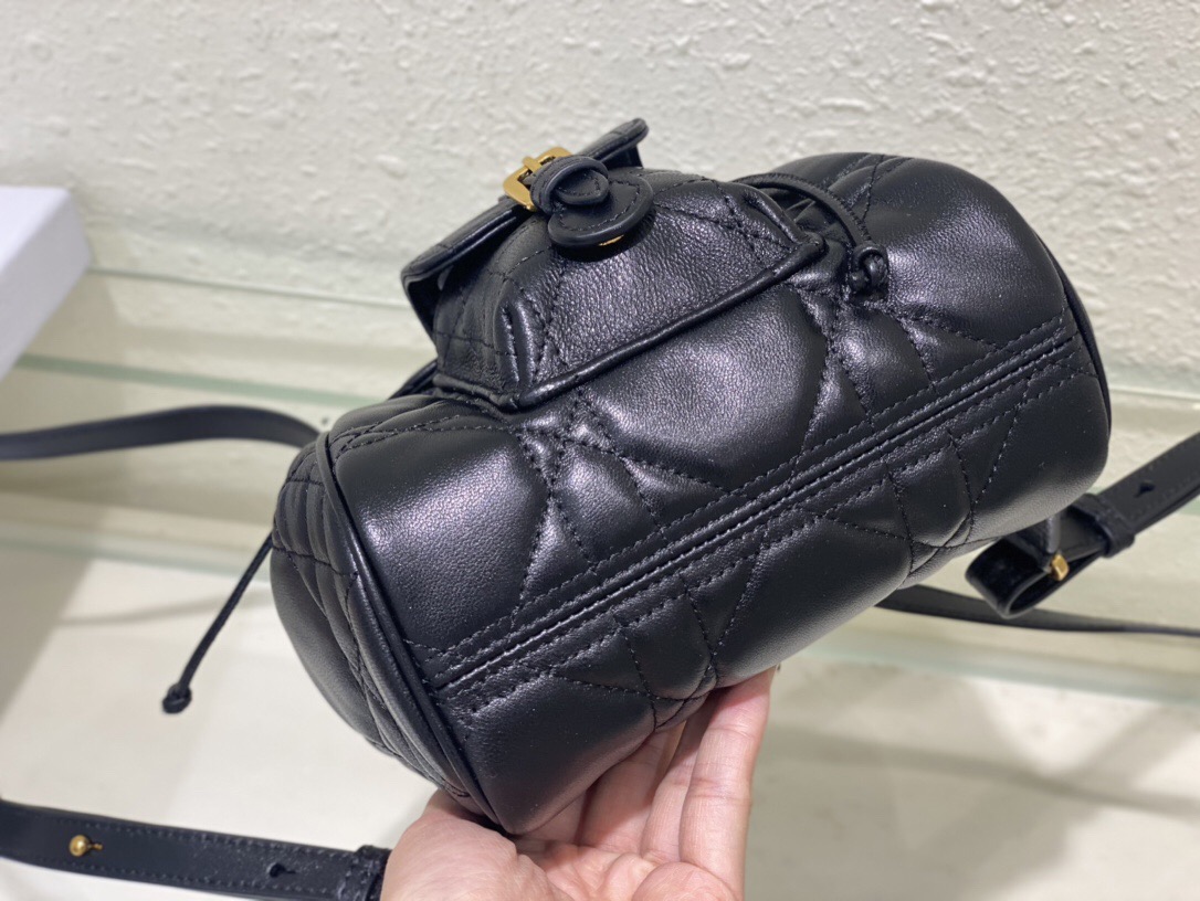 Dior Caro Backpack Black Macrocannage Lambskin Small