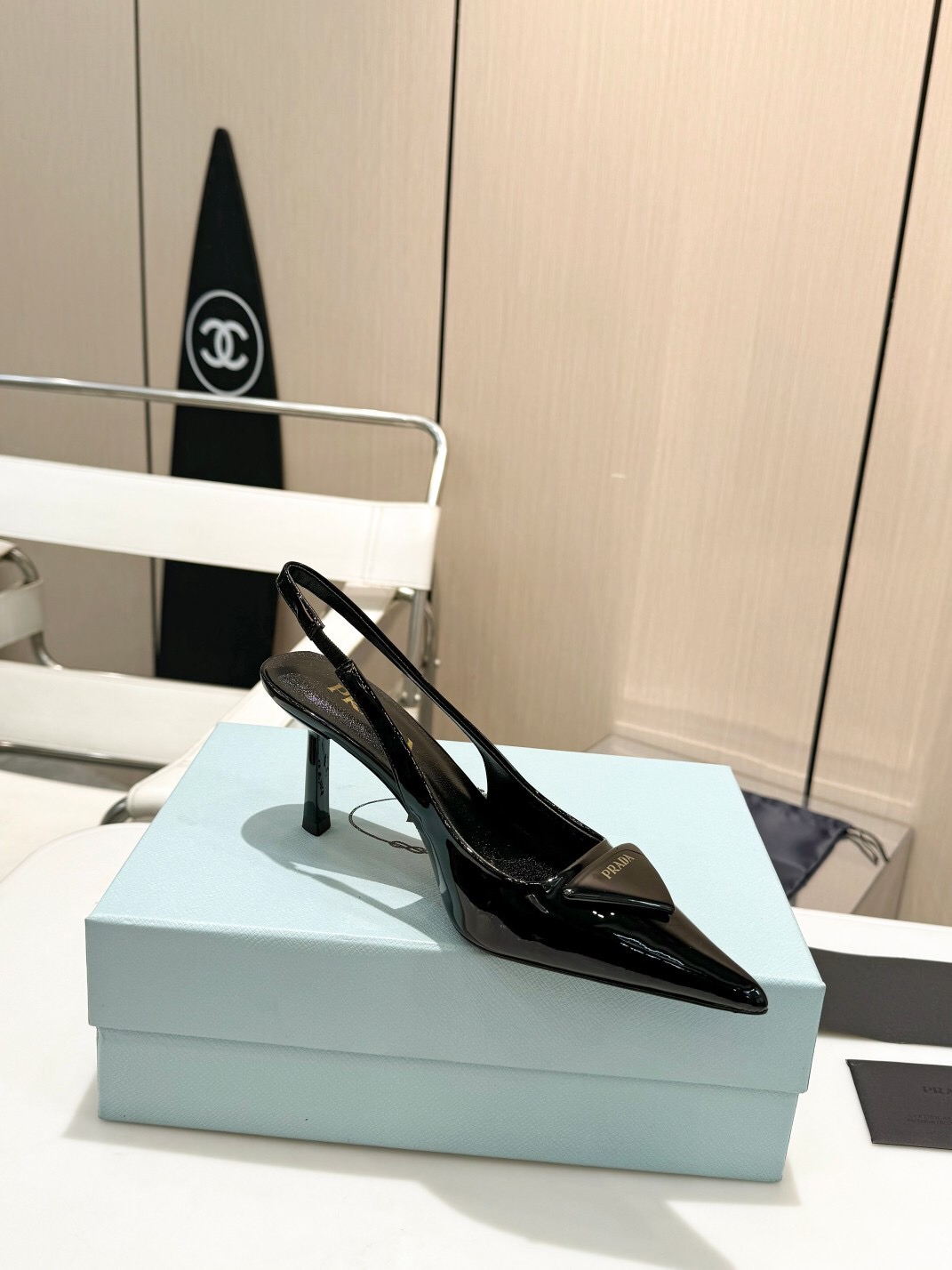 Prada Patent leather slingback Pumps Heel 7.5cm