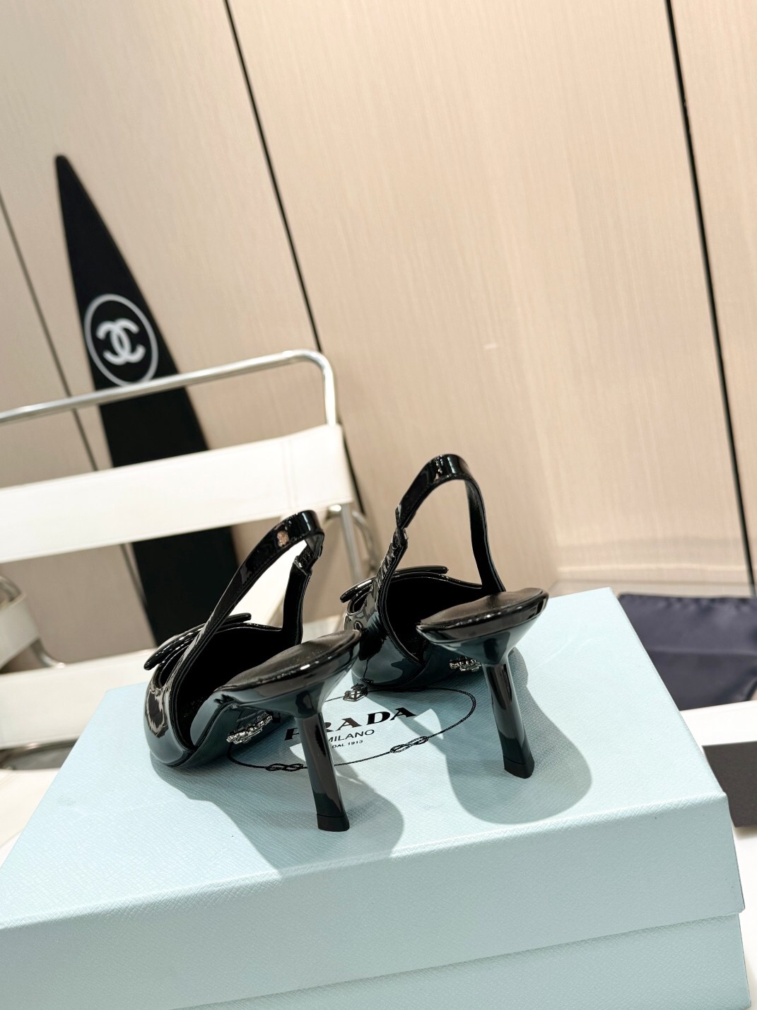 Prada Patent leather slingback Pumps Heel 7.5cm