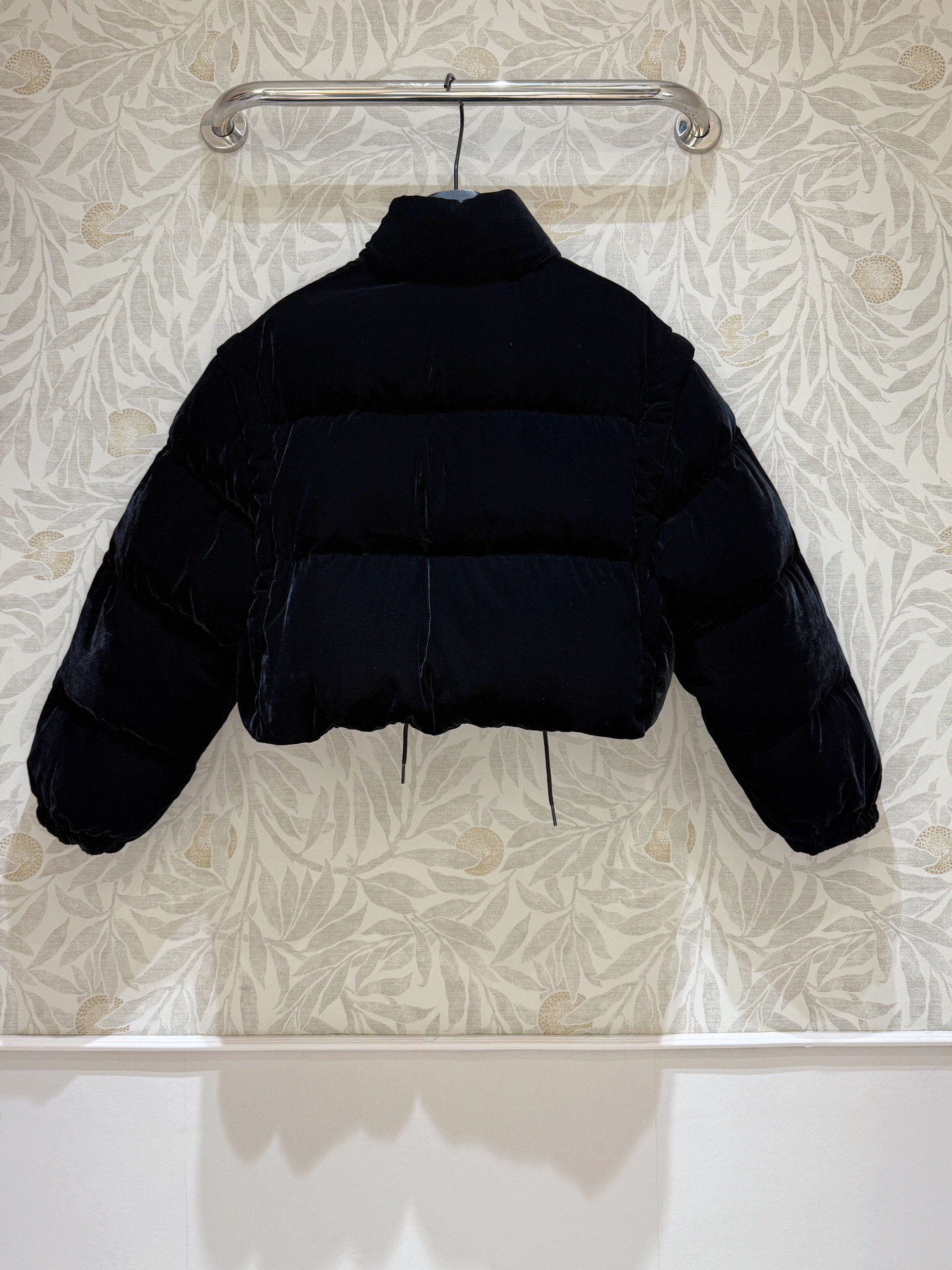 Prada Cropped Velvet Down Jacket Black