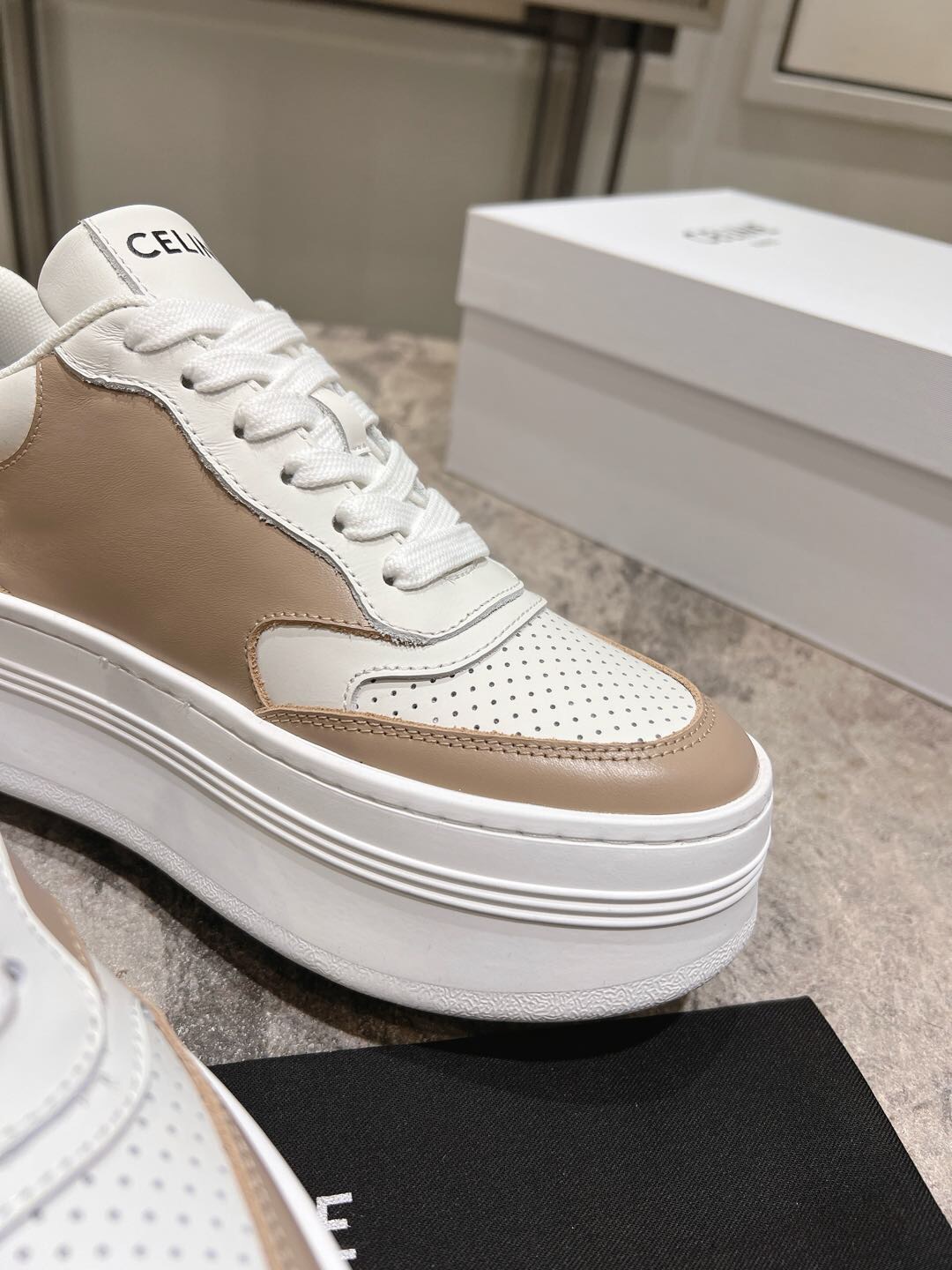 CELINE BLOCK SNEAKER WITH TRIOMPHE IN CALFSKIN