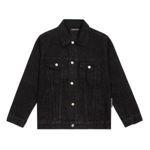 Balenciaga Denim Jacket With Big Logo Rhinestones On The Back