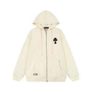 Chrome Hearts Classic Horseshoe Logo Cross Appliquéd Leather Letterman Long Sleeve Jacket Apricot