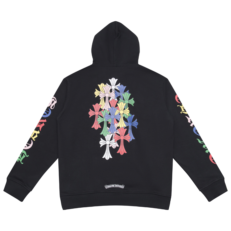 Chrome Hearts Colorful Sanskrit Cross Hooded Sweatshirt Black