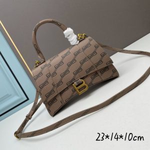 Balenciaga Hourglass Handle Bag Logo Brown