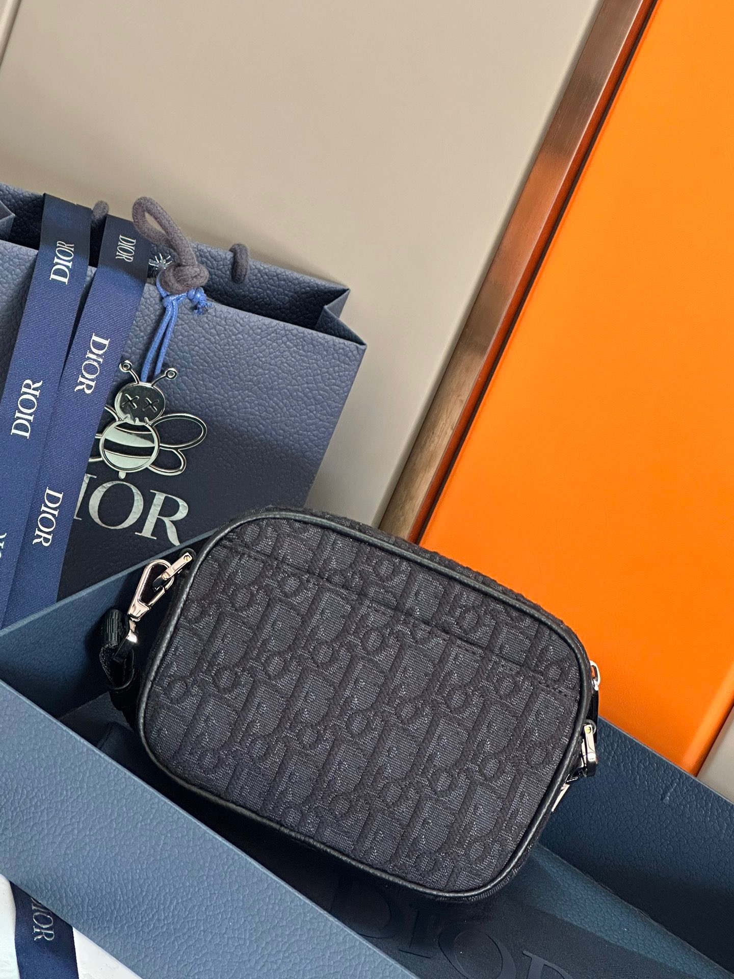 D*or Safari Messenger Bag Oblique Jacquard Black