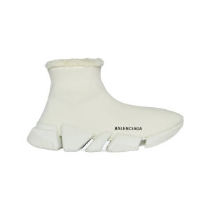 Balenciaga Speed 2.0 Recycled Knit Fake Fur Beige (W) 669789W2DI39015