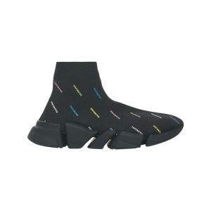 Balenciaga Speed 2.0 AllOver Logo Recycled Knit Black Multicolor 617239W2DF01088