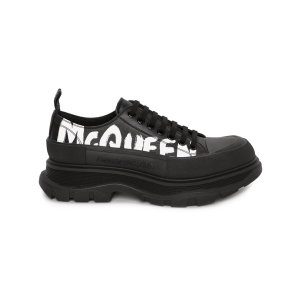 Alexander McQueen Tread Slick Low Lace Up Graffiti Black Black White 682423WIABD1070