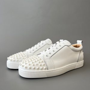 Christian Louboutin Louis Junior Spikes Calf Leather and Spikes White 32404223047
