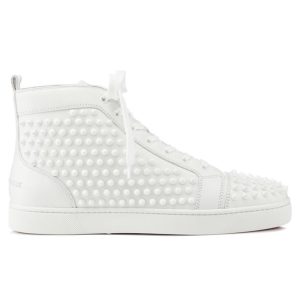 Christian Louboutin Louis Spikes Sneakers Calf Leather and Spikes White 1101083B049