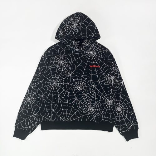 Sp5der AOP Web Hoodie Black