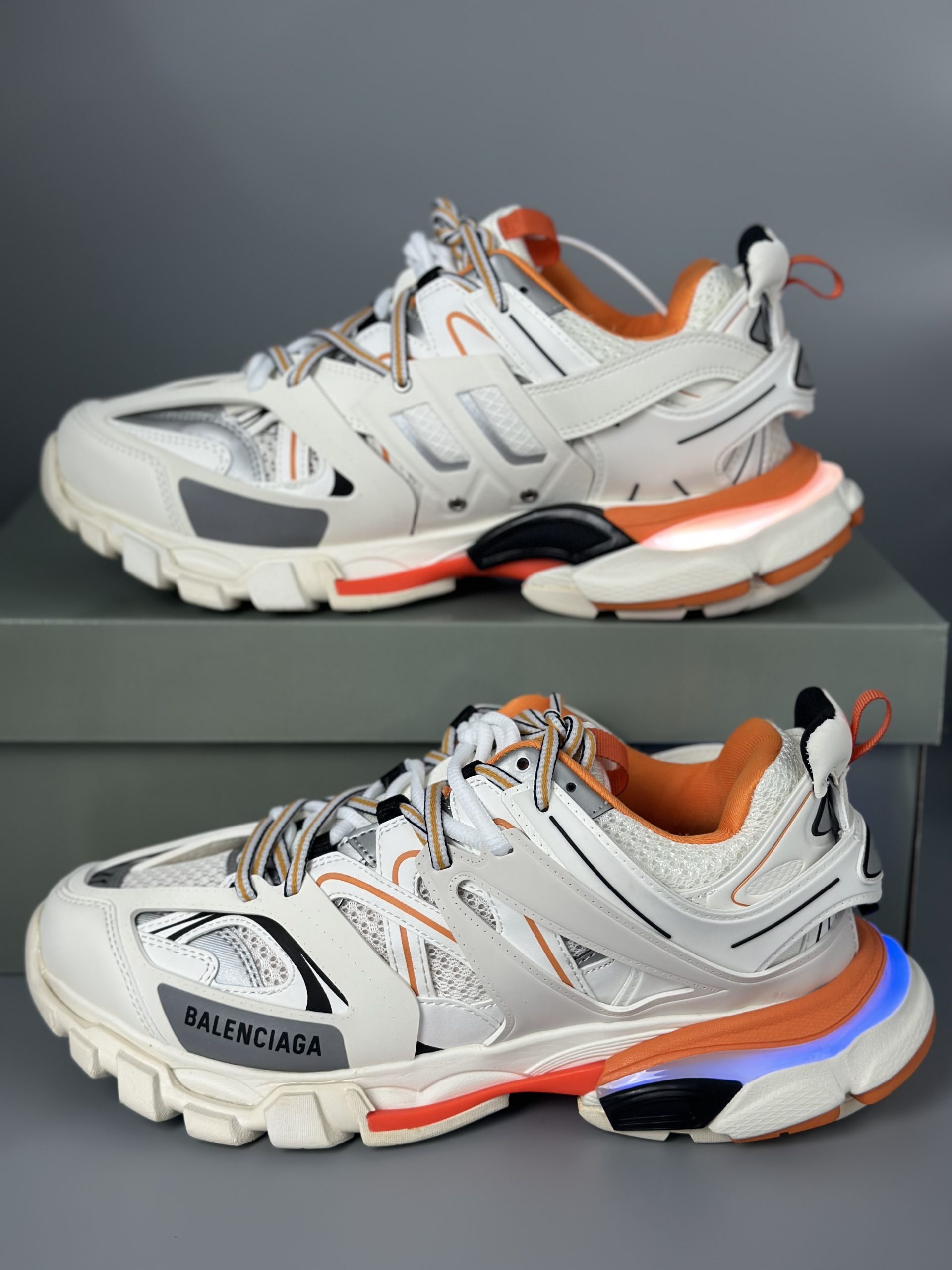 Balenciaga Track Orange-white Led Track 542436 W1GB1 9059
