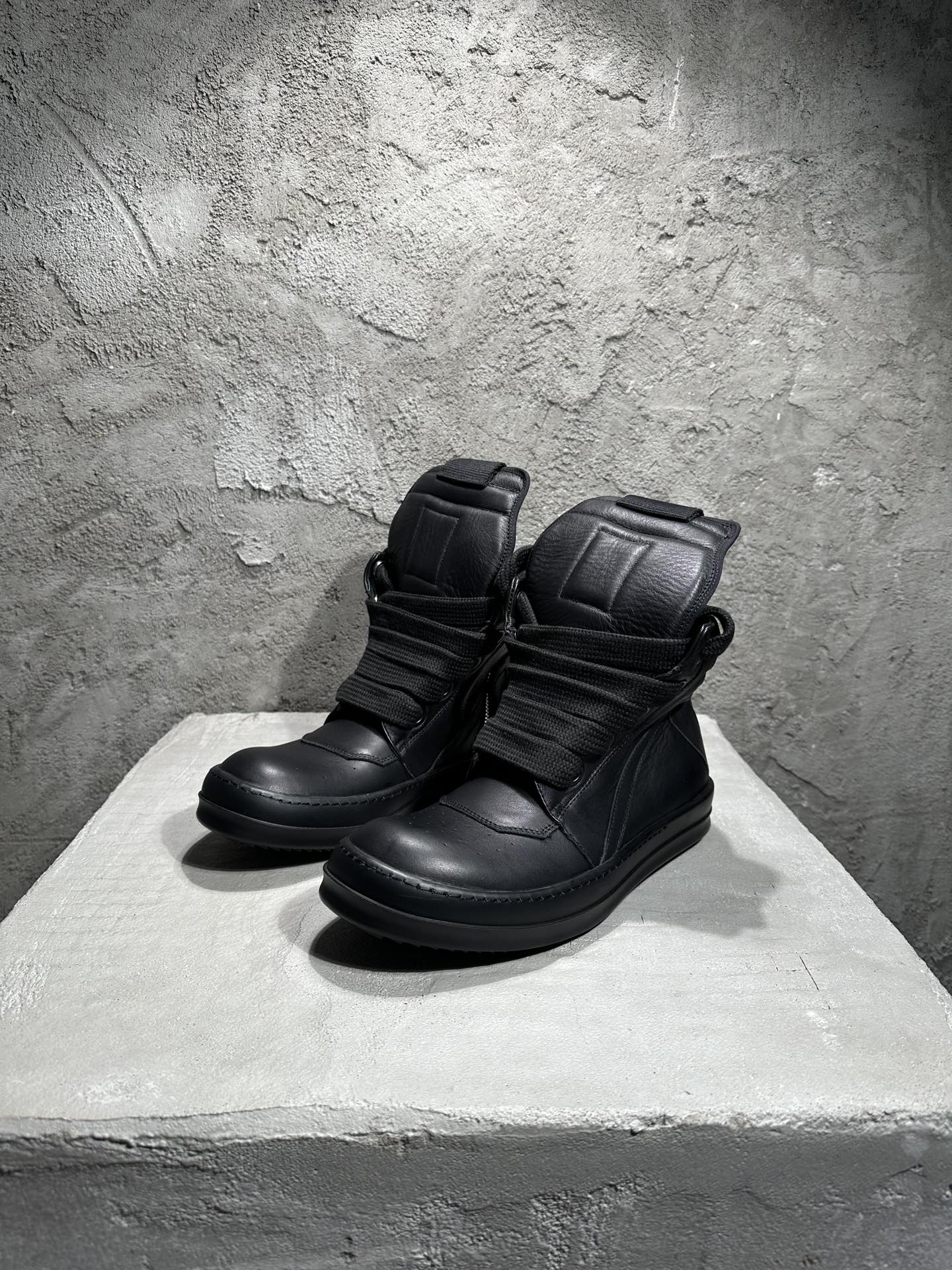 Rick Owens Lido Jumbo Laced Geobasket High Black RR01D3898 LCOW2 9999