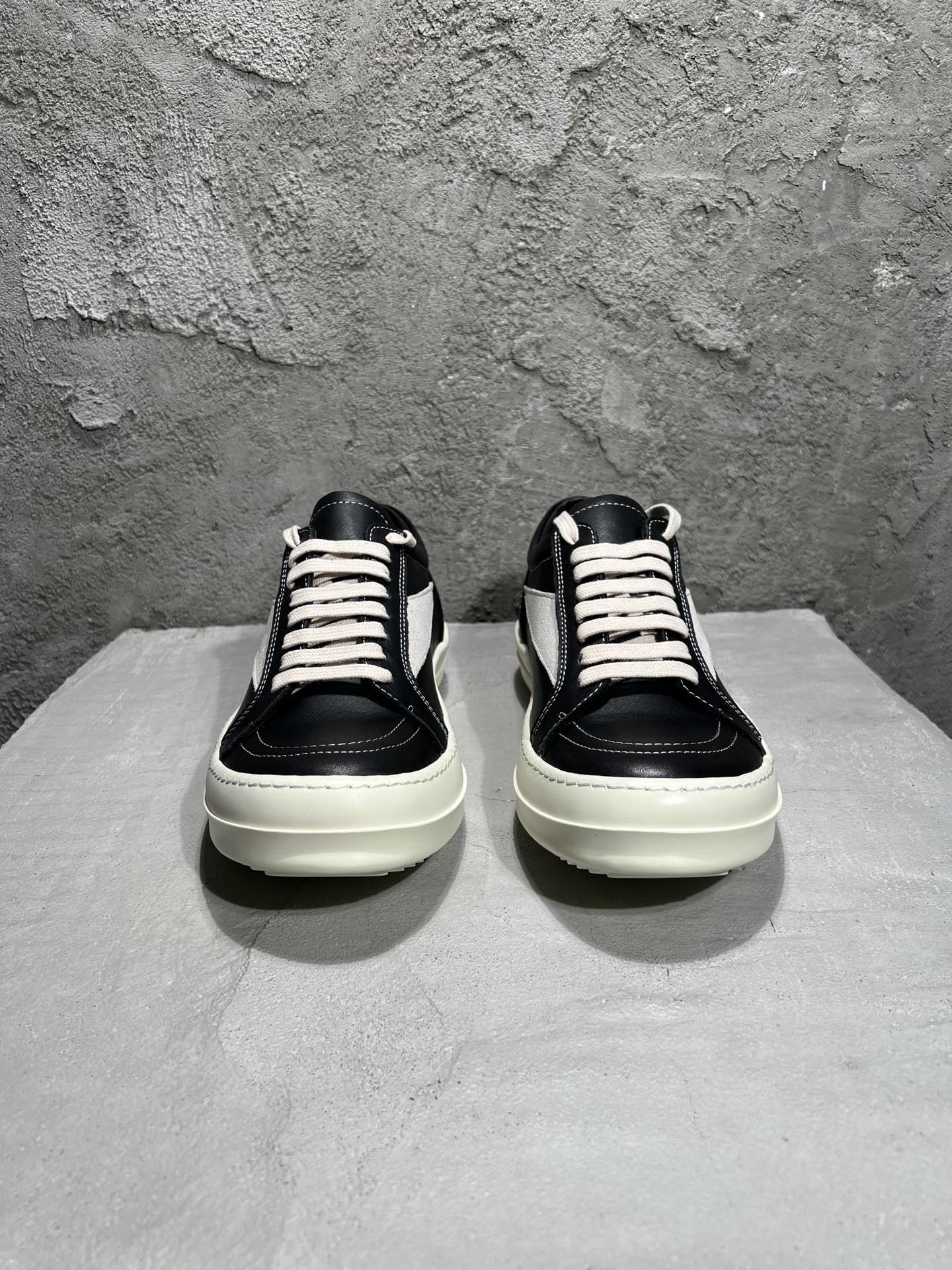 Rick Owens Lido Vintage Sneaker Leather Black Milk RU01D3897 LCOLVS 911