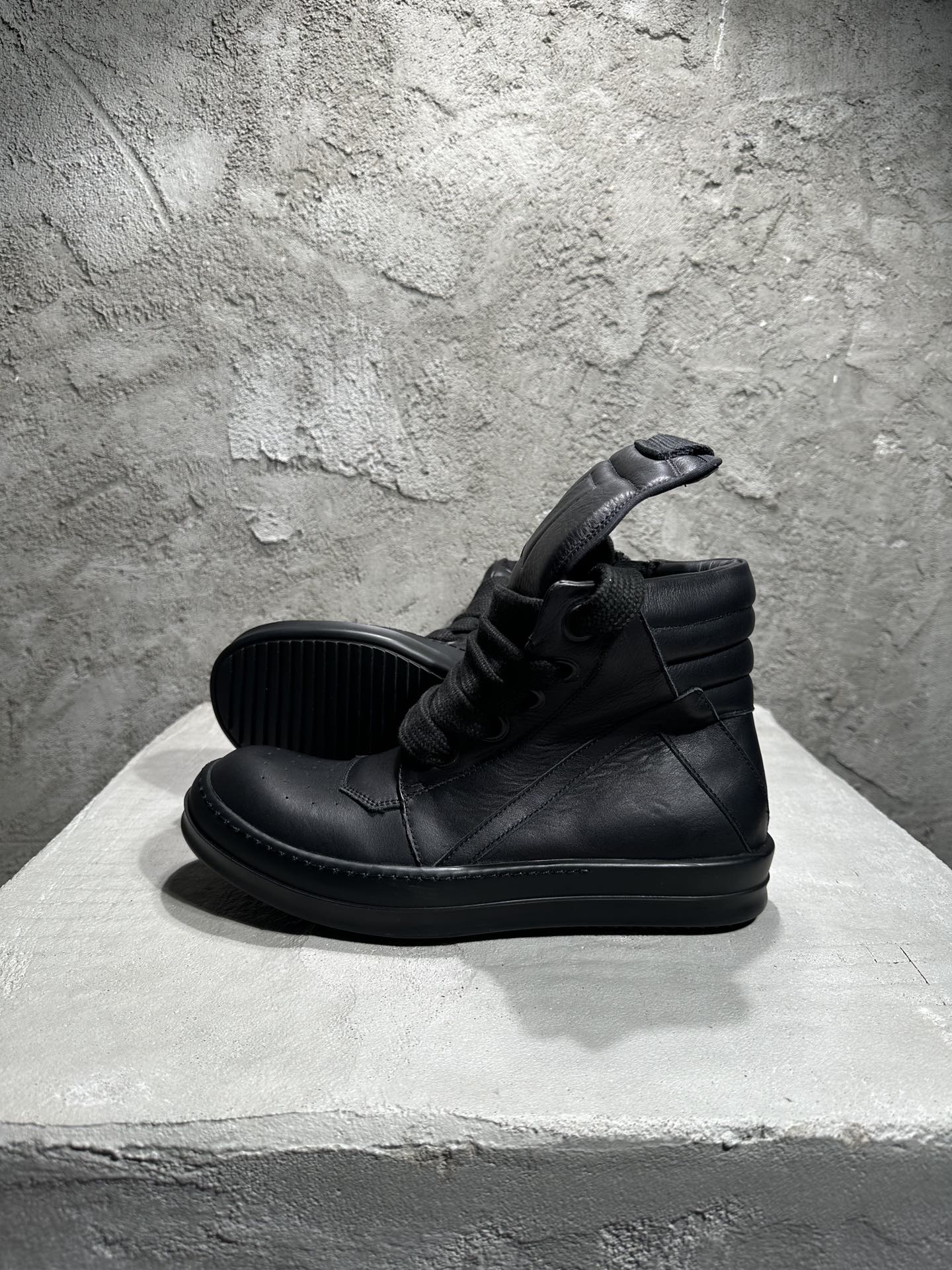 Rick Owens Lido Jumbo Laced Geobasket High Black RR01D3898 LCOW2 9999