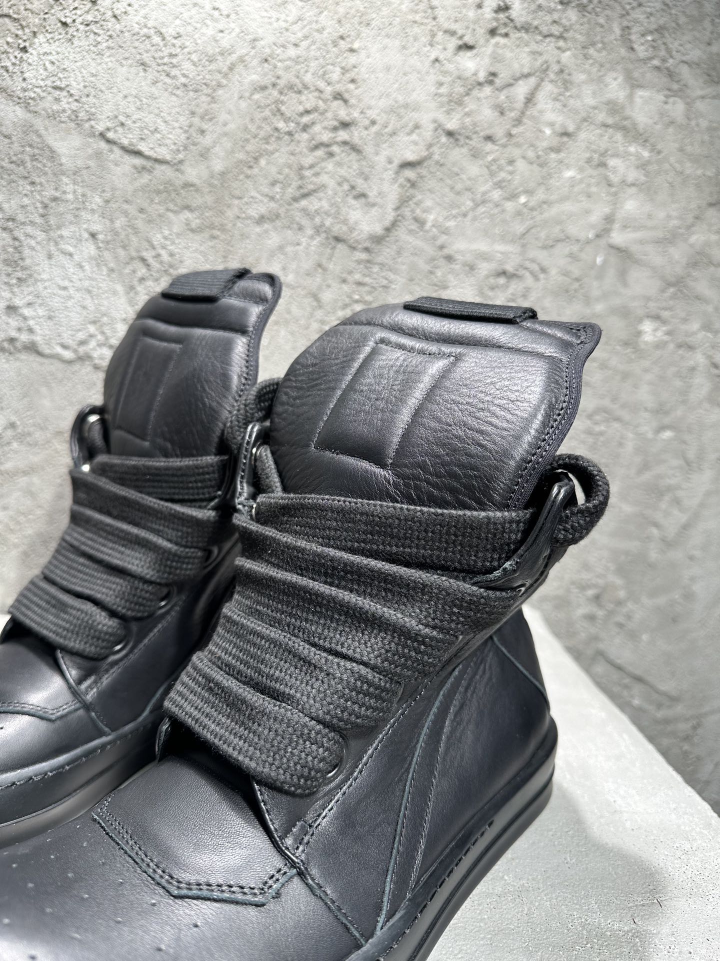Rick Owens Lido Jumbo Laced Geobasket High Black RR01D3898 LCOW2 9999