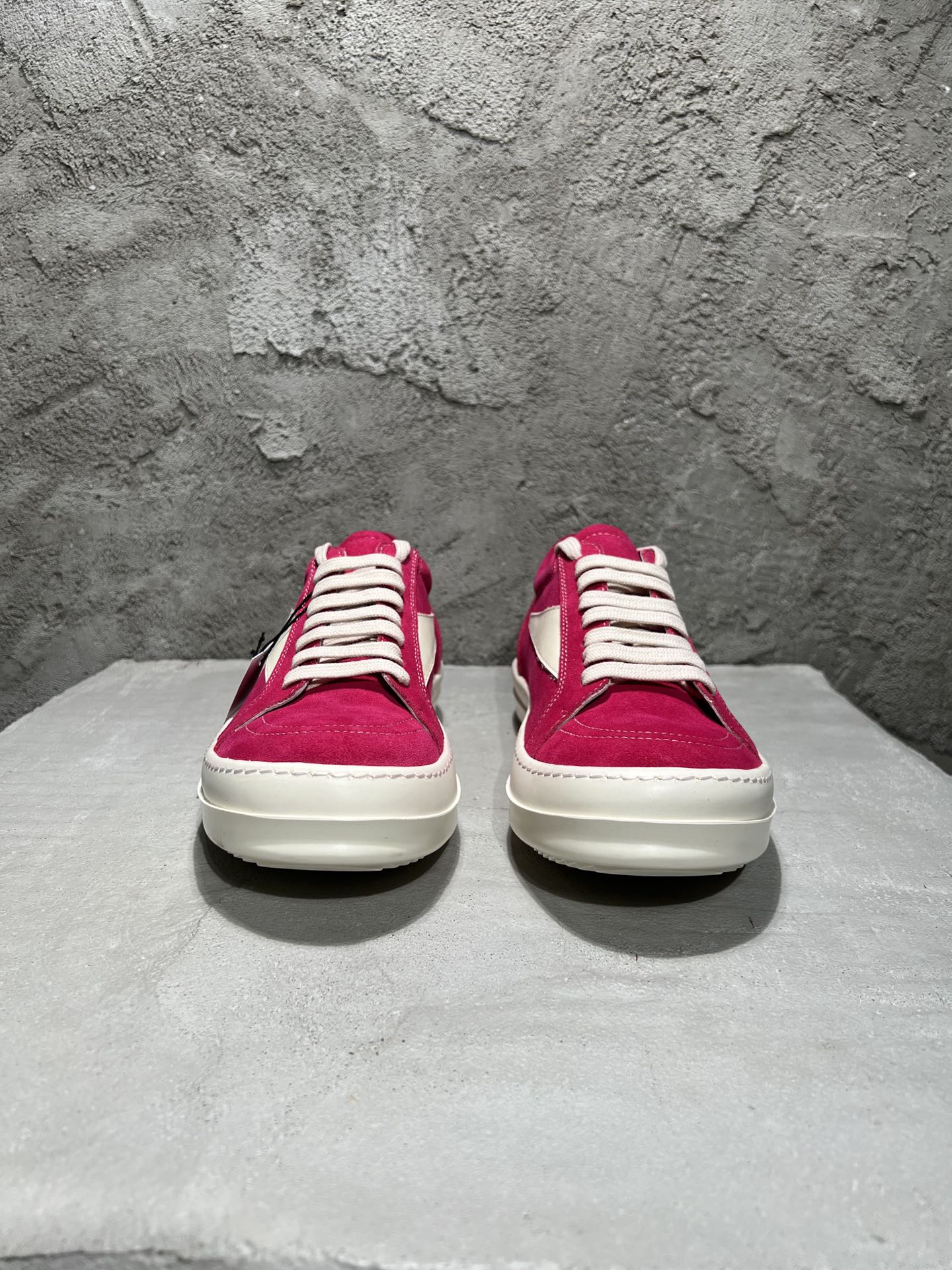 Rick Owens EDFU Vintage Sneaks Velour Suede Hot Pink Milk White RP01C5888_LVSLPO_1311