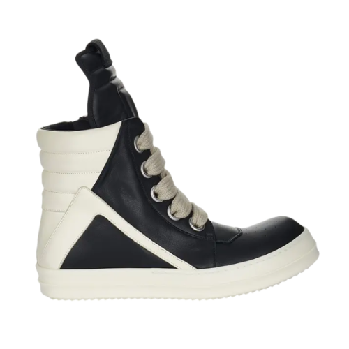 Rick Owens Lido Jumbo Laced Geobasket High Black Milk RU02D6898 LCOW2 9181