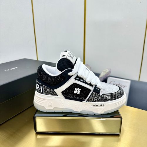 AMIRI MA-1 Designer Rhinestone Sneakers For Women Crystal Embellished Leather Upper AMFOSR1065-001