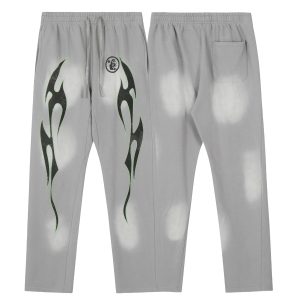 Hellstar Future Flames Sweatpants Grey Green 9357 1FW230204FFS GREY