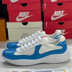 【Final Stock Sale】Prada America’s Cup Soft Rubber And Bike Fabric Sneakers Sky Blue