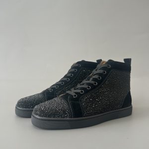 Christian Louboutin Louis Strass Sneakers Veau Velours and Strass Black 3100592BK01
