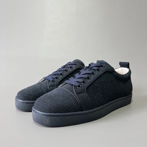 Christian Louboutin Louis Junior Sneakers Navy Blue Glitter Suede 3170052B074
