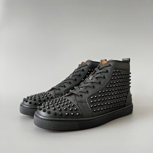 Christian Louboutin Louis Spikes Sneakers Calf Leather and Spikes Black 1101083B049