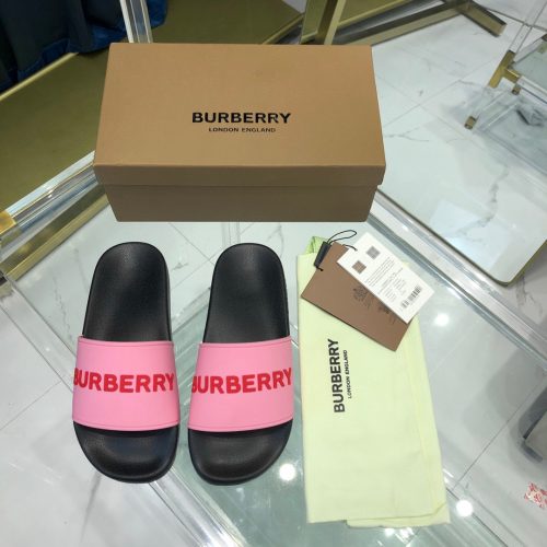 Burberry Logo Slides Black Pink 80535011